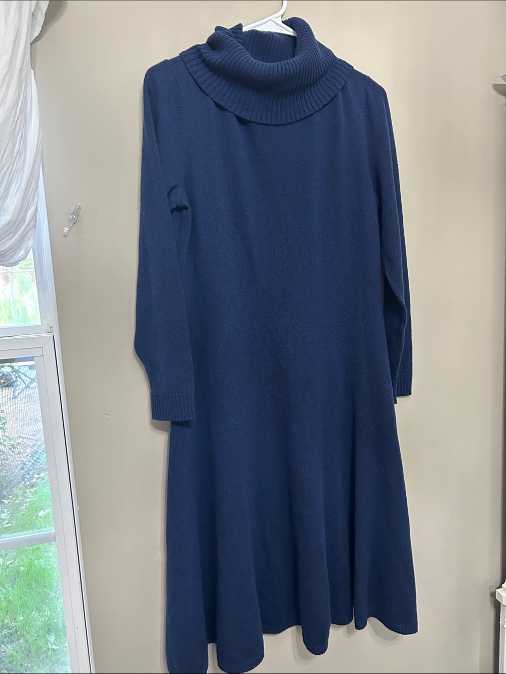 Lafayette 148 New York Cashmere Navy Long-Sleeve Midi Dress